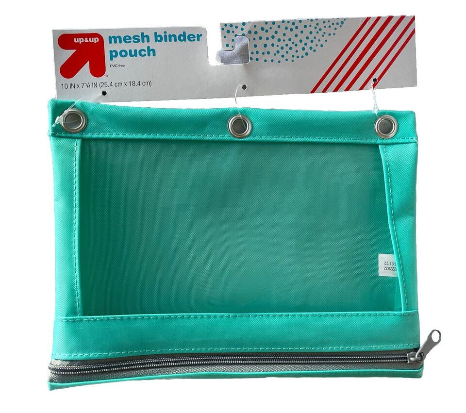 Teal Zip Up Mesh Binder Pouch Up &amp; Up Clear Mesh 3 Ring - Set Of 2 - $5.00