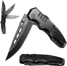 Spring Assisted Knife  Black Pocket Folding Knife Tactical Knife NEW - £10.98 GBP