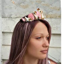 Pink Seashell Crown, Mermaid Hair Accessories, Halloween costume Ariel - £34.58 GBP