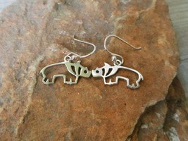  Cut Out Rhino Dangle Earrings 925 Sterling Silver, Handmade Animal Earrings   - £19.48 GBP