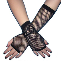 Fishnet Fingerless Gloves Black Armwarmers GOTH club EMO costume 80s - £3.64 GBP