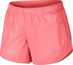 Nike Girl&#39;s Dry Tempo Shine Running Shorts Compression Lava Glow Pink Small - £14.14 GBP