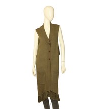 Opening Ceremony Olive Green Wool Knit Gillet Vest Top Fringes Shorter B... - $83.16