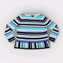 Brooks Brothers Women’s Sweater Size XL 100% Linen Knit Blue White - $23.26