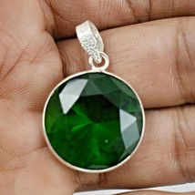 925 Sterling Silver Emerald Quartz Gemstone Handmade Pendant Fest Gift PS-2360 - £40.99 GBP