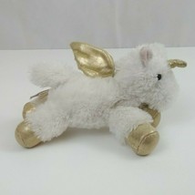 Aurora White Unicorn With Gold Horn &amp; Wings 8&quot; long Plush - £5.41 GBP