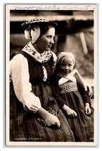 RPPC Woman and Child In Cultural Costume d&#39;Evolène SwitzerlandUNP Postca... - $5.89