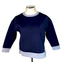 Lucca Anthropologie Pullover Sweatshirt sweater navy blue with grey trim... - £17.63 GBP