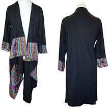 Unisex Japanese Kimono Cardigan Duster Black Metallic Striped Stretch Long S/M/L - $33.69