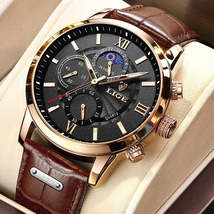 2021 LIGE Men&#39;s Watches Top Brand Luxury Men Wrist Watch Leather Quartz Watc - £36.66 GBP+