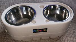 Ourpets Adjustable Elevated Foor &amp; Water Dish Plastic Store N Feed - $24.99