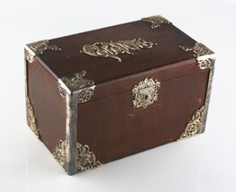 Vintage Bois Cigare Boite Humidor / Métal Doublure &amp; Antique Silverplate - $1,301.10