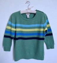 L.L. Bean Women&#39;s Pullover Cashmere Sweater M Green Stripe Accent Blue Y... - $24.99