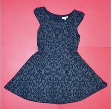 Emerald Sundae Textured Pattern Dress 11 Black Gray Pleather Trim Puffy ... - $4.95