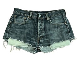 Levi&#39;s 501 Cutoff Medium Wash Denim Shorts 34 Button Fly Frayed Jeans Re... - $27.69