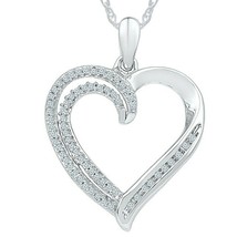 0.40Ct Round Cut Diamond Double Heart Pendant Necklace 14K White Gold Plated 18&quot; - £75.62 GBP