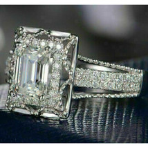 2.95Ct Radiant Solitaire Simulated Diamond Engagement Ring 925 Sterling Silver - £109.99 GBP