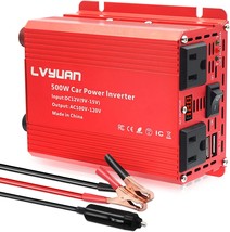 The 500W Lvyuan Power Inverter For Car With 2 Us Sockets, 2 Usb Ports, And An - £37.55 GBP