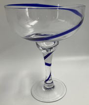 Pier 1 Cobalt Blue Swirline Individual 7 1/8&quot; Large Margarita Party Blown Glass - £8.69 GBP