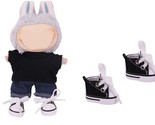 Black Doll Sneakers for Labubu 17cm–Lace-Up Canvas Shoes (1 Pair) NO Dol... - $13.95