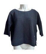 Lieblingsstuck Navy Blue 3/4 Sleeve Textured Quilted Top Scoop Neck Zip ... - $413.42 MXN