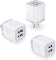 USB Wall Charger Charging Cube 3Pack Dual Port Charging Block Plug in Cell Phone - £16.37 GBP