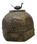 Rare Moorish Handcrafted Ornate Silver-Toned JEWELRY TRINKET Box Peacock... - $4,652.52 MXN