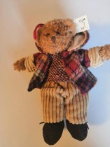 Russ Stuffed Bear Ornament plaid jacket corduroy pants  - $9.90