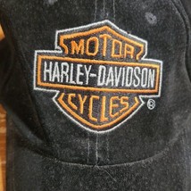 Harley Davidson Motor Cycles Adjustable Black Suede Leather Ball Hat Cap OS - £23.19 GBP