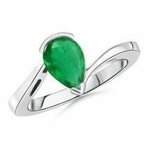 ANGARA Solitaire Pear-Shaped Emerald Bypass Ring for Women in 14K Solid Gold - £2,046.28 GBP