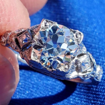 Earth mined Diamond Deco Engagement Ring 1.53 carat Antique Platinum Solitaire - $254,264.06 MXN