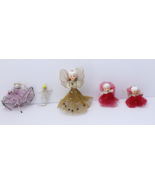 Lot Holt Howard Feather Tree Topper + 4 Figures - TULLE Porcelain Heads ... - $75.19