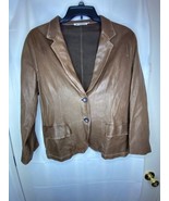 JIL SANDER Brown Soft Leather 2  Button Women’s Blazer Jacket Sz 44 2 Po... - £106.23 GBP