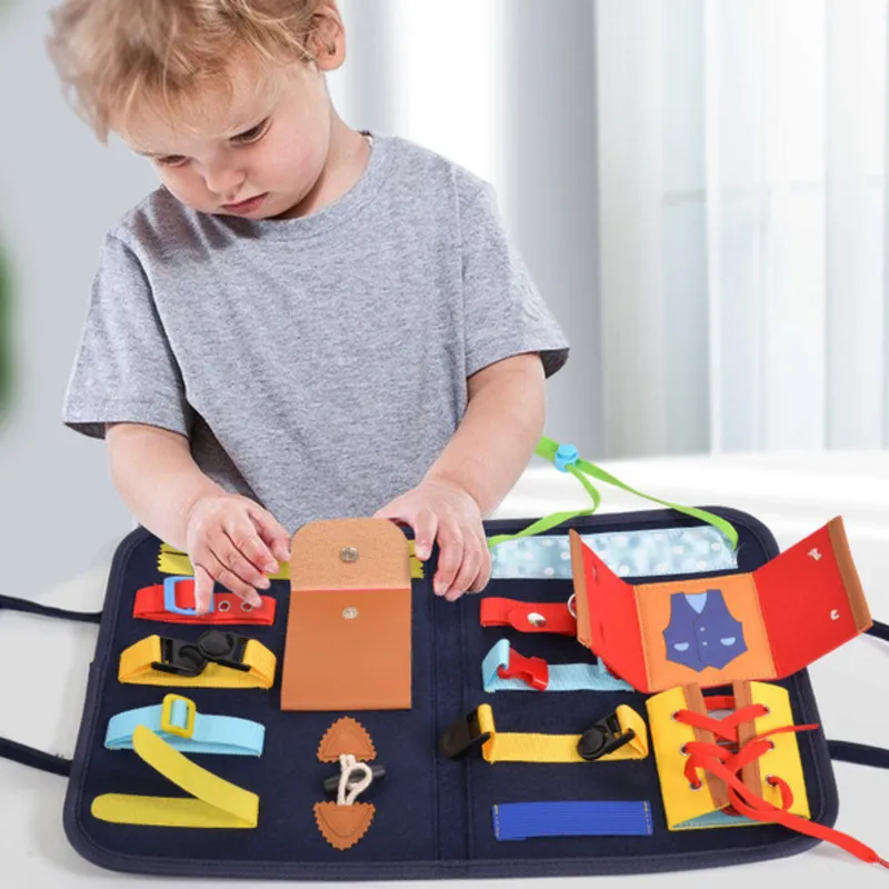Montessori Toys Busy Board Buckle Training Essential Skills Sensory Educational - £9.69 GBP+