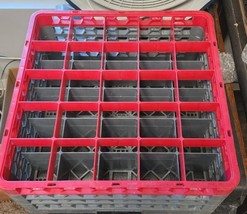 Restaurant Dishwasher Glass Rack 25 Compartments 3 Extenders Red Grey Co... - $1,224.44 MXN