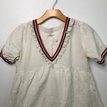 Ba&amp;sh Desert Dress 6 White Short Sleeve Tippi Ruffle V Neck A Line Babydoll Mini - £41.53 GBP