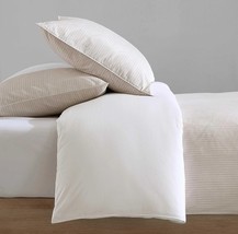 CALVIN KLEIN &quot;IKAT PINSTRIPE&quot; NATURAL 3pc QUEEN DUVET SET COTTON PERCALE... - $123.47
