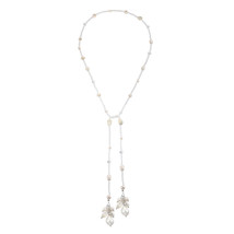 Charming White Sea Shells and Pearl Long Beaded Multiwear Lariat Wrap Necklace - £21.16 GBP