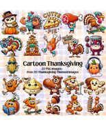 Cartoon Thanksgiving PNG Bundle | Cute Funny Autumn Clipart | 300 DPI Tr... - $1.75