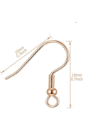 Rose Gold Earring Wires Brass Ear Hooks Jewelry Making Findings 10pcs - $6.99 CAD