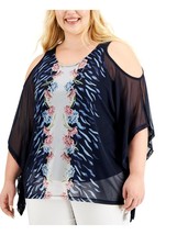 MSRP $65 Jm Collection Sheer Lined 3/4 Sleeve Scoop Neck Top Size 3X (DEFECT) - £10.04 GBP