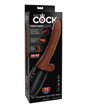 King Cock Plus Thrusting, Warming &amp; Vibrating  7.5&quot; Triple Threat Dong Brown - £65.28 GBP