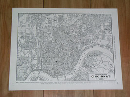 1949 Original Vintage City Map Of Cincinnati / Ohio - £12.14 GBP