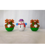 Playskool Weeble Wobble Christmas 2 Reindeers + Snowman Figures  - £11.70 GBP