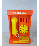 Vintage Orange Playskool Pay Phone Rotary Telephone Toy Hard Plastic - £25.13 GBP