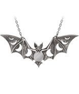 Alchemy Gothic Lunaeca Necklace Bat Moon Phases Mirror Crescent Isis Got... - $83.36 CAD