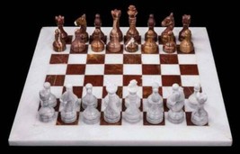 Handmade Marble Chess Set Indoor Game Marble Chess Board Handcraft 16&quot; x... - £173.81 GBP