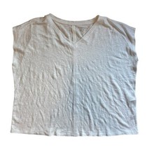 EILEEN FISHER Top S Organic Linen White Slub Boxy V-neck Dolman Sleeve C... - $29.99