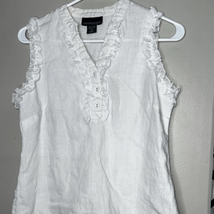 Cynthia Rowley linen ruffle sleeveless blouse - £10.85 GBP