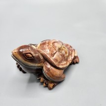 Hand Carved Crawling Turtle Figurine 3.5&quot; Stone Statue Brown Banded 295 Grams - £54.13 GBP